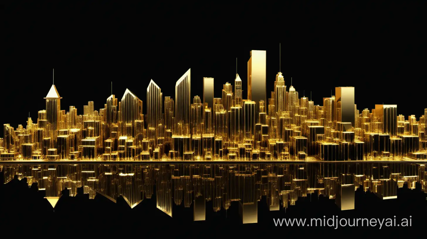 Golden Cityscape Illuminated Against a Dark Sky