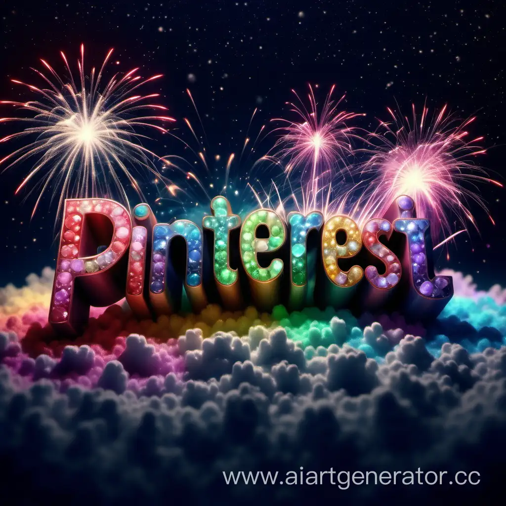Glistening-Pinterest-Logo-Against-Starry-Sky-and-Rainbow-Fireworks