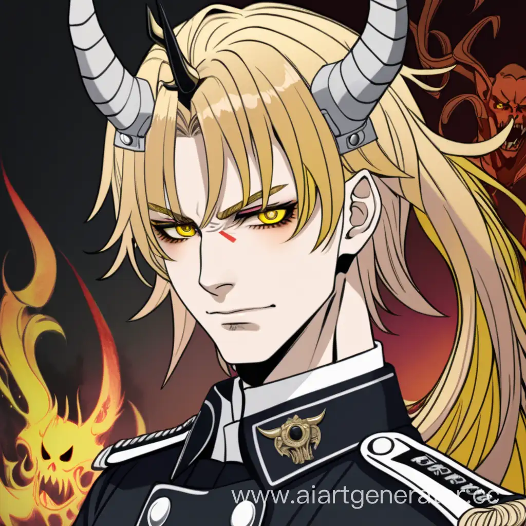 AnimeStyled-German-Officer-with-Light-Hair-and-Demon-Horns