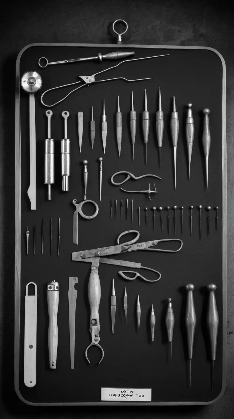 Vintage Lobotomy Instruments Medical History Illustration