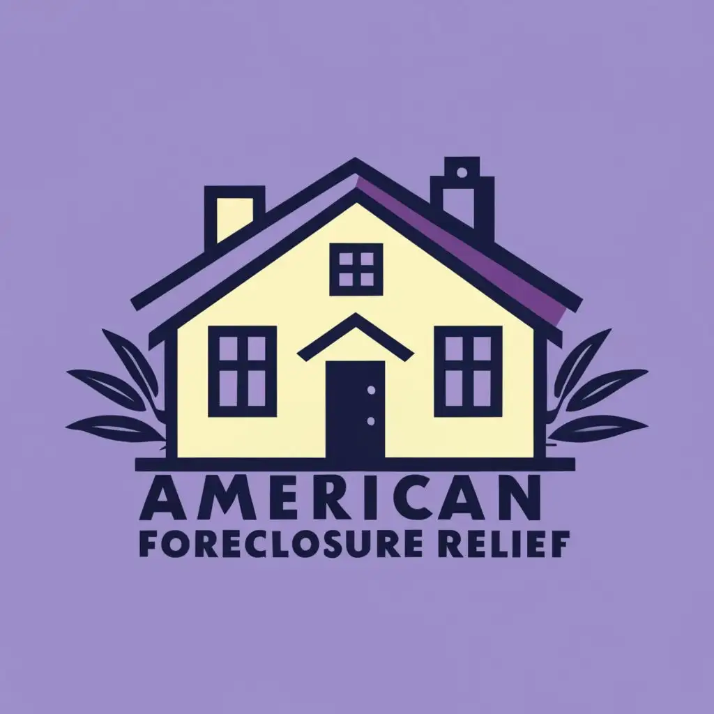 LOGO-Design-For-American-Foreclosure-Relief-Purple-Home-Surrounded-by-Greek-Ferns