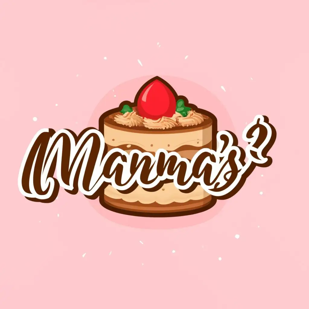 logo, cake, with the text "mama's", typography