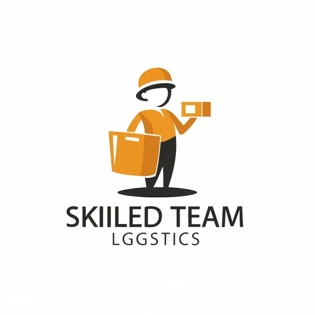 a logo design,with the text "skilled team logistics", main symbol:delivery person,Minimalistic,be used in Restaurant industry,clear background