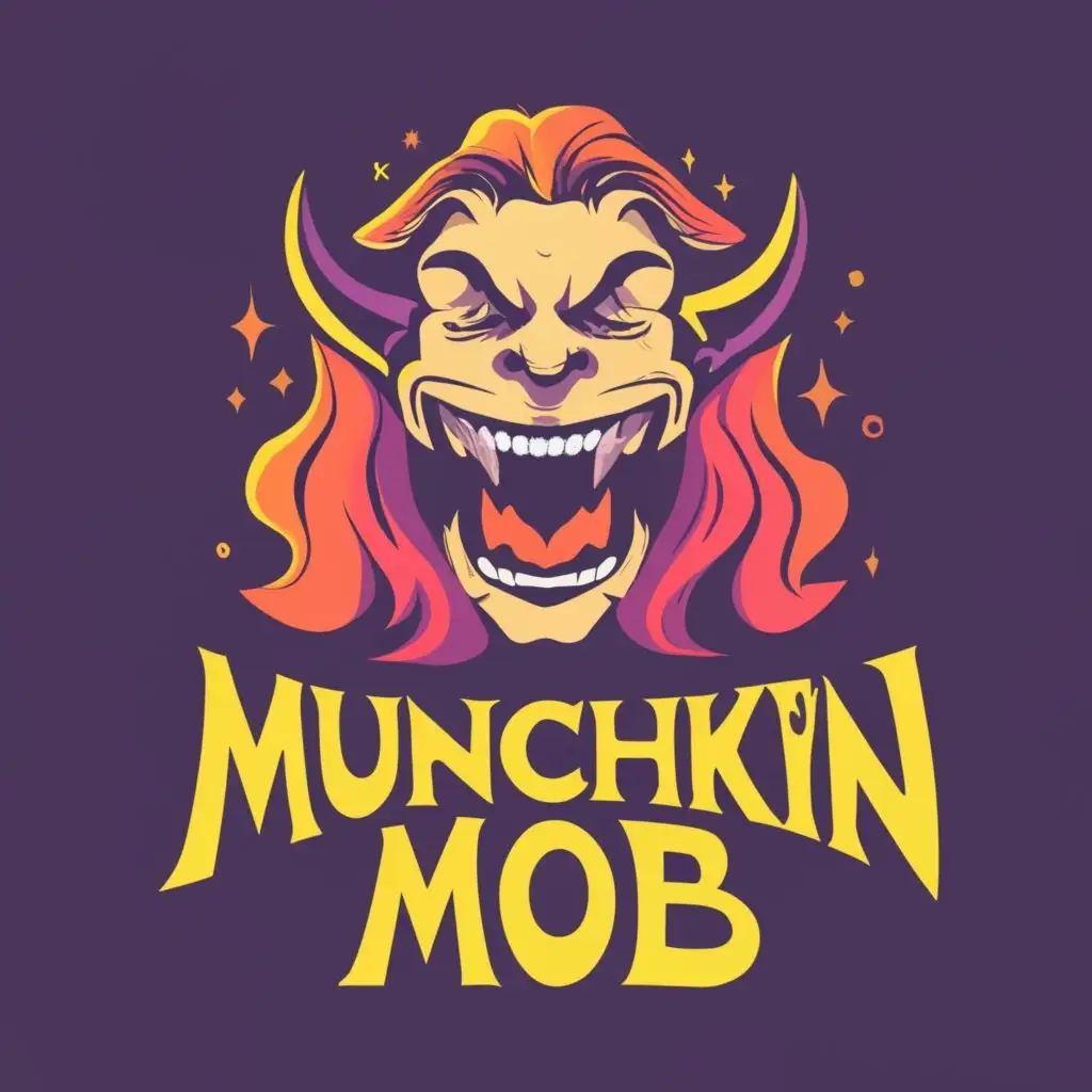LOGO-Design-for-Munchkin-Mob-Bold-Typography-with-Playful-Demon-Illustration-for-Entertainment-Industry
