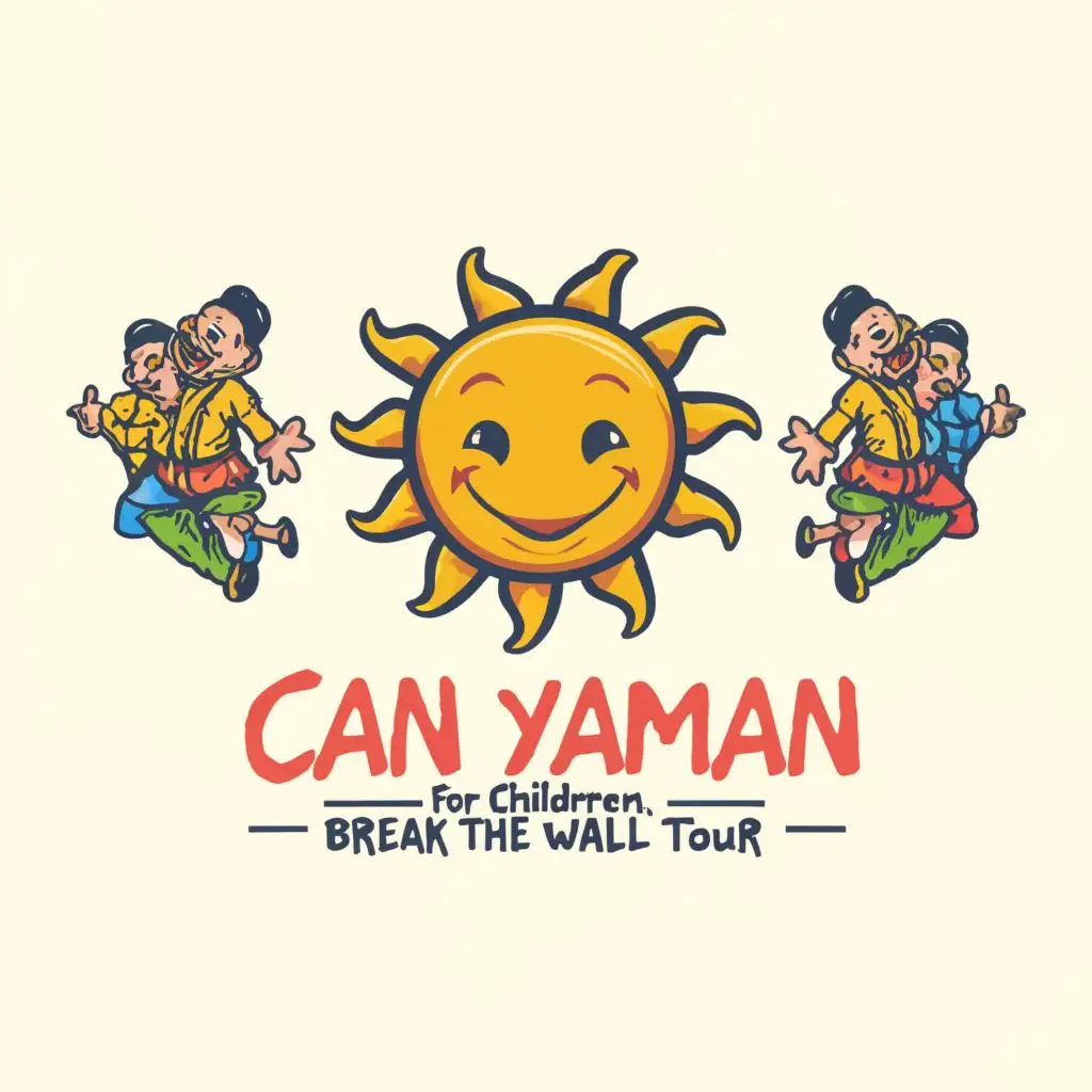 LOGO-Design-for-Can-Yaman-Childrens-Break-the-Wall-Tour-Joyful-Sun-Children-Symbol-on-Clear-Background-for-Nonprofit-Sector