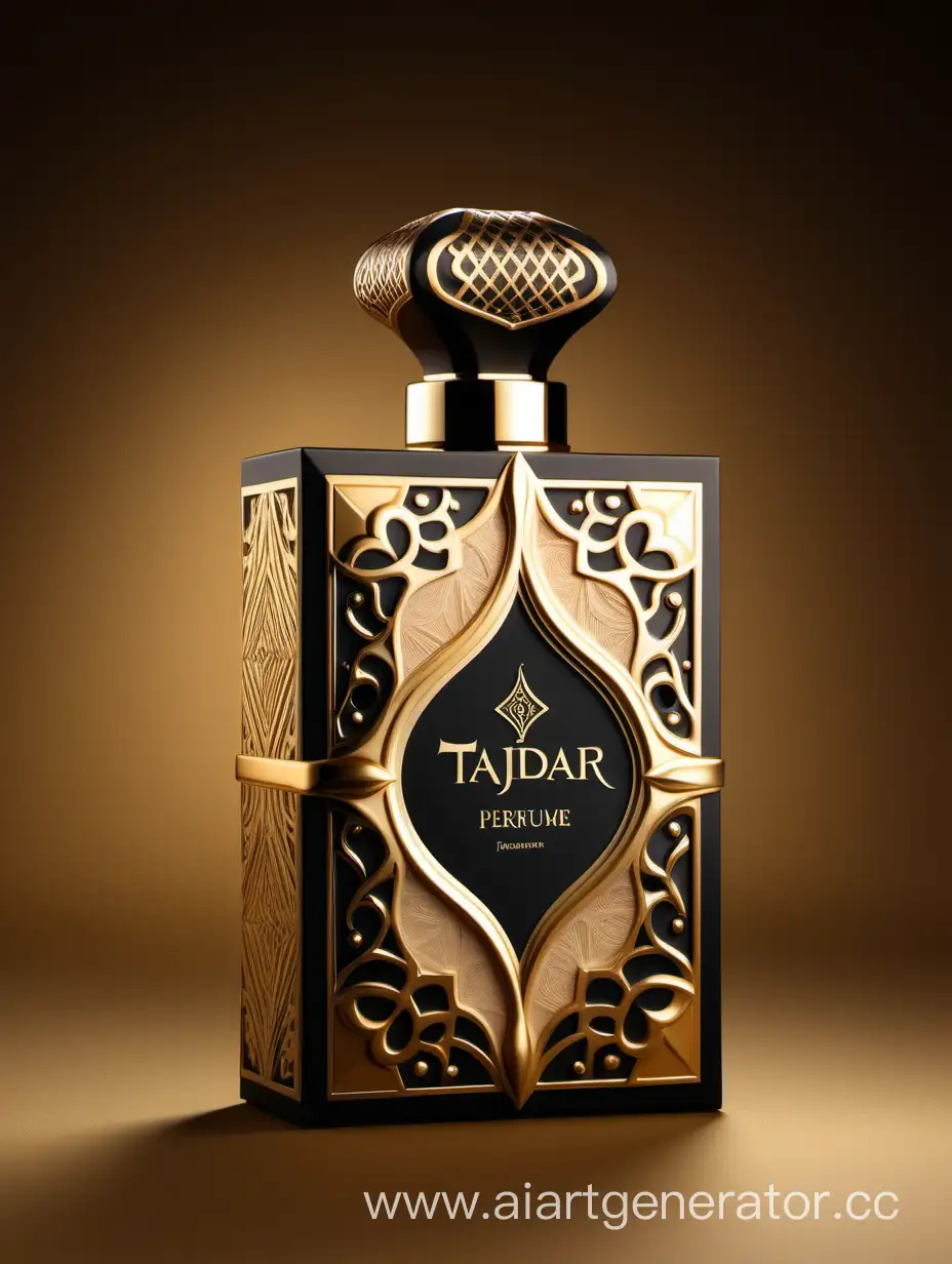 Luxurious-TAJDAR-Perfume-Box-Design-with-Gold-and-Royal-Black-Accents