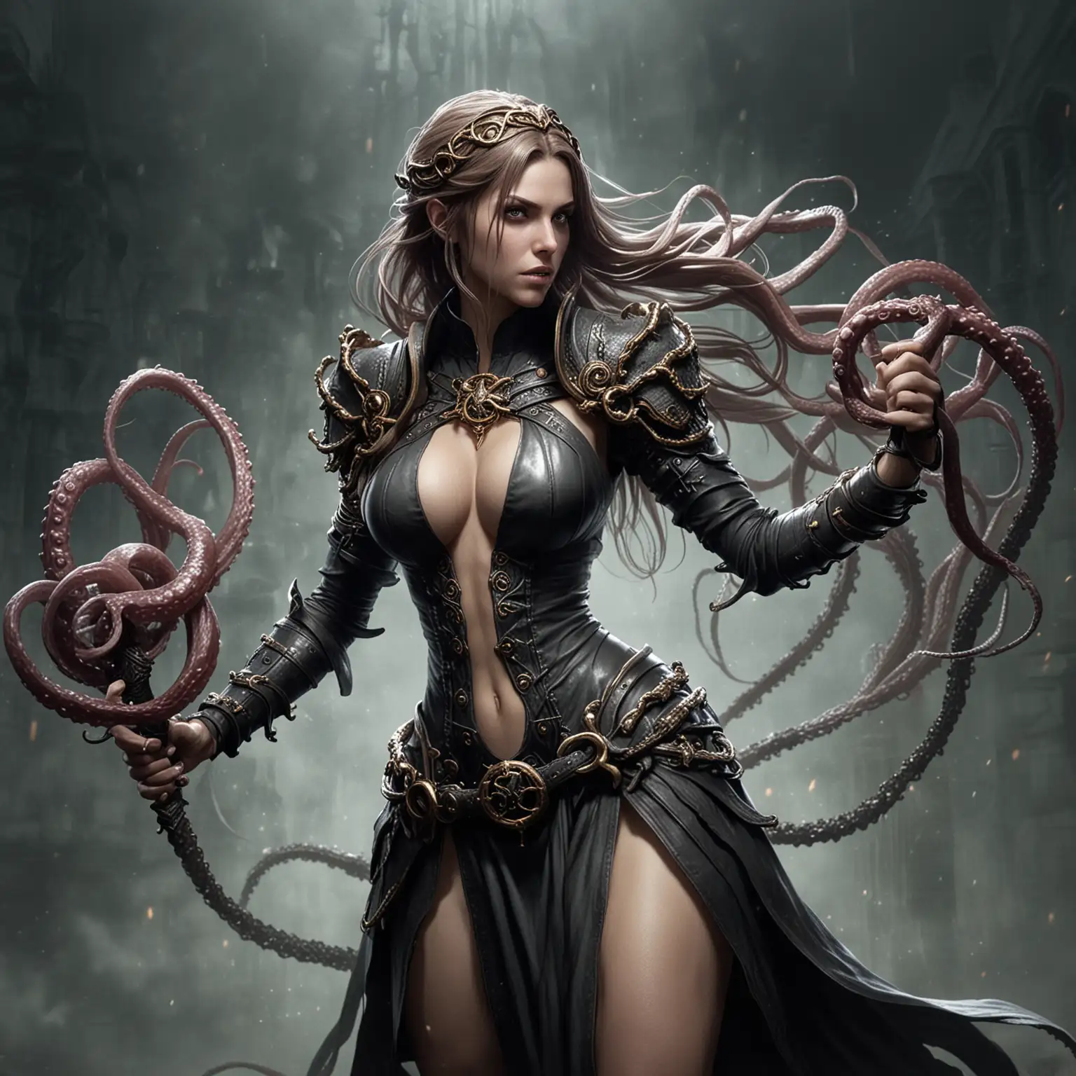 Elden Ring Boss Malenia Blafr of Miquella Confronts with Tentacles in Dark Souls Setting