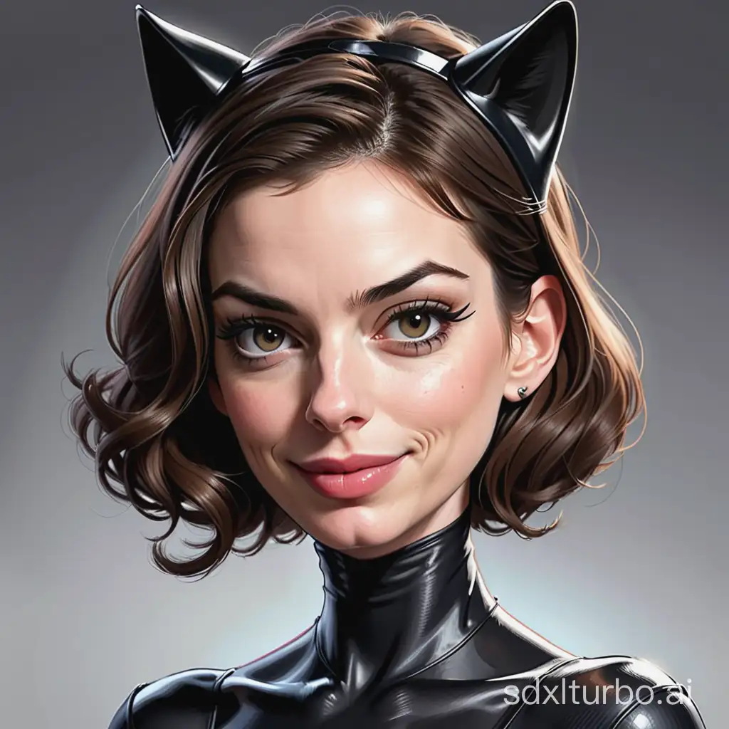 Caricature Anne Hathaway catwoman