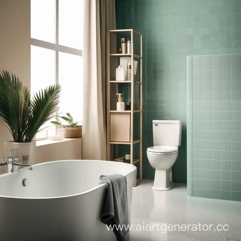 The background for the photo, which shows a clean bathroom with Buzil products