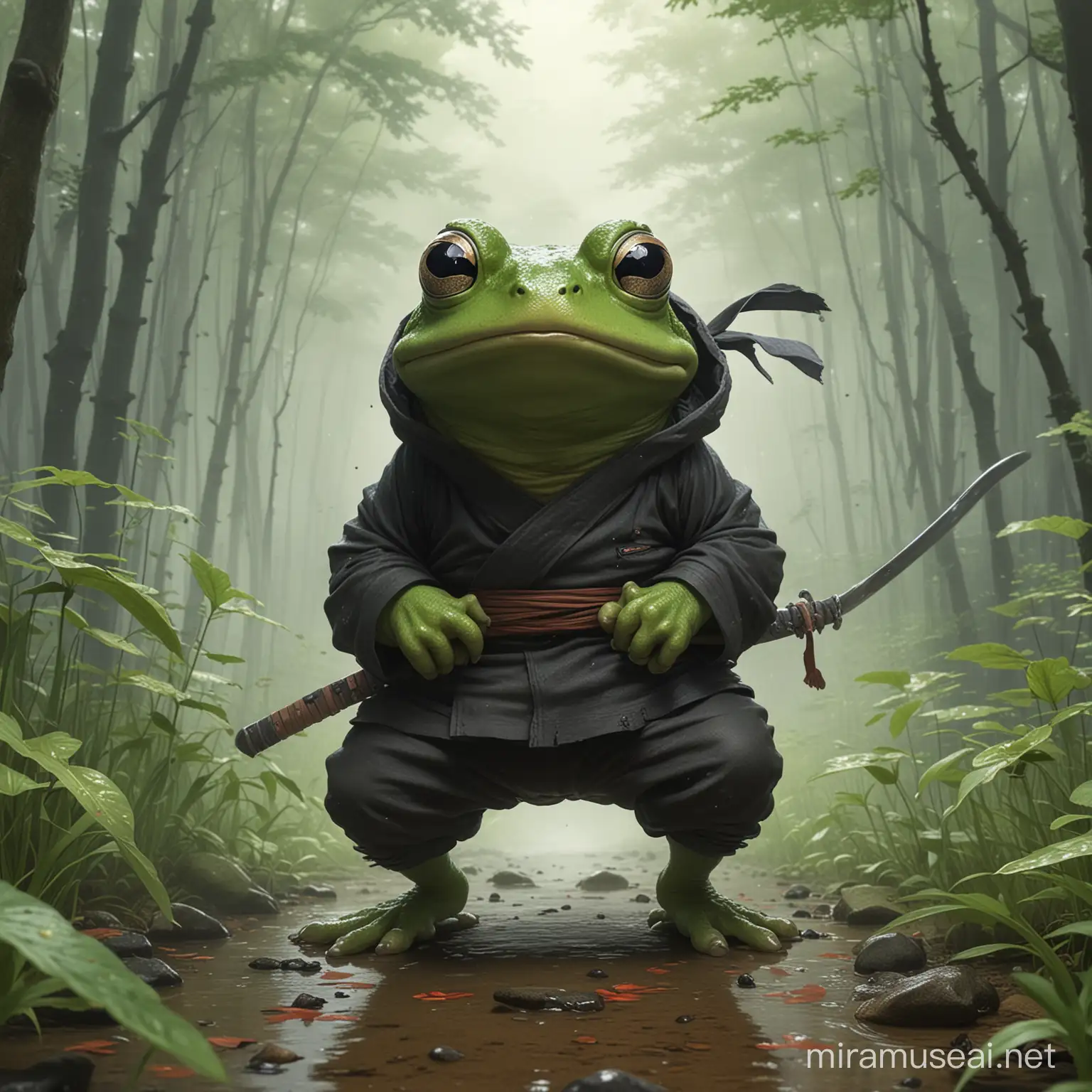 Ninja frog ghibli Style 