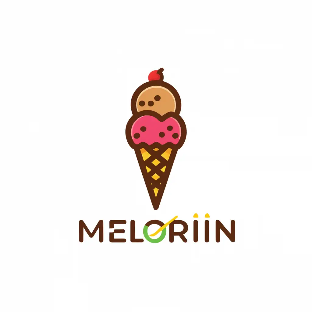 a logo design,with the text "Melorin", main symbol:ice cream,complex,be used in Restaurant industry,clear background