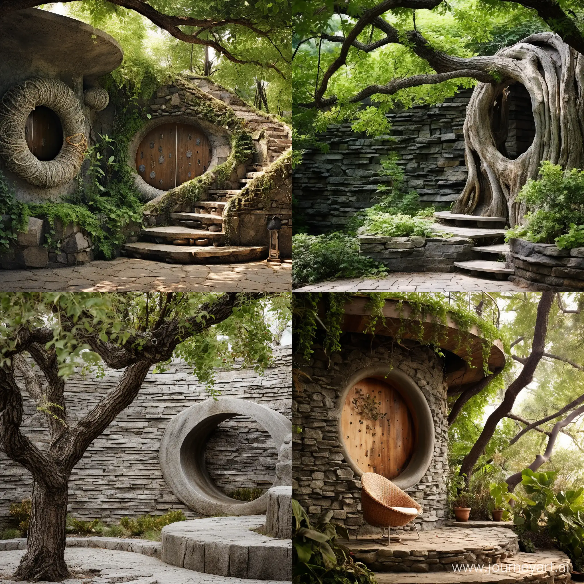 Enchanted-Garden-Mysterious-Stone-Tower-Amidst-Secret-Circle-of-Trees