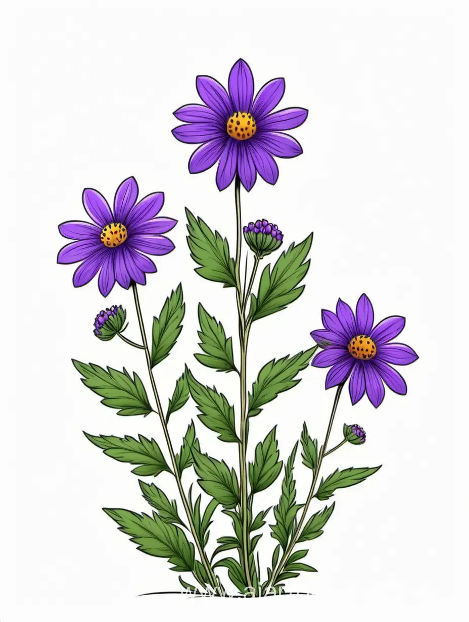 Elegant-Purple-Wildflower-Cluster-in-Minimalistic-Line-Art-Botanical-4K-Wallpaper