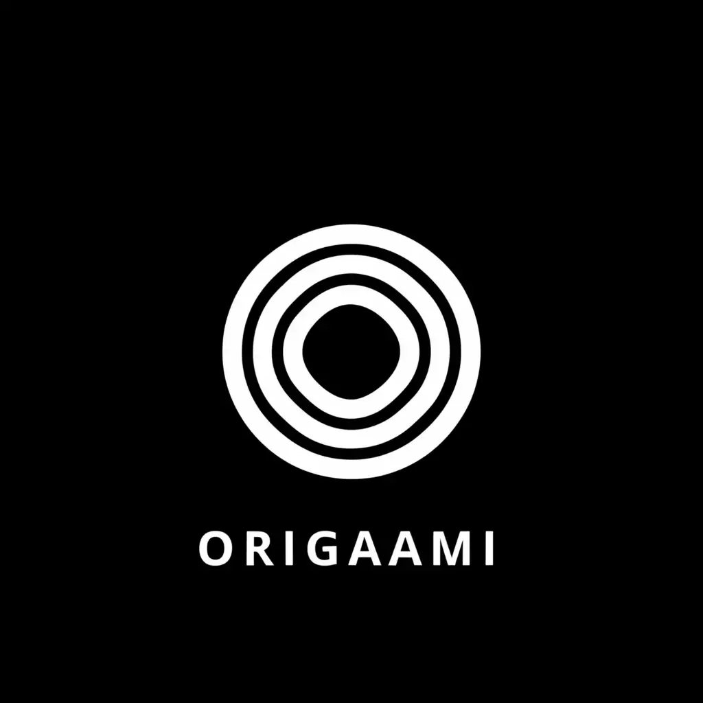 a logo design,with the text "Origami/ed", main symbol:O letter, sliced cut in 135 degree angle, mono color grey, minimal Design, black background, used for art channel, text "origami/ed" at the bottom all small letters,Minimalistic,clear background