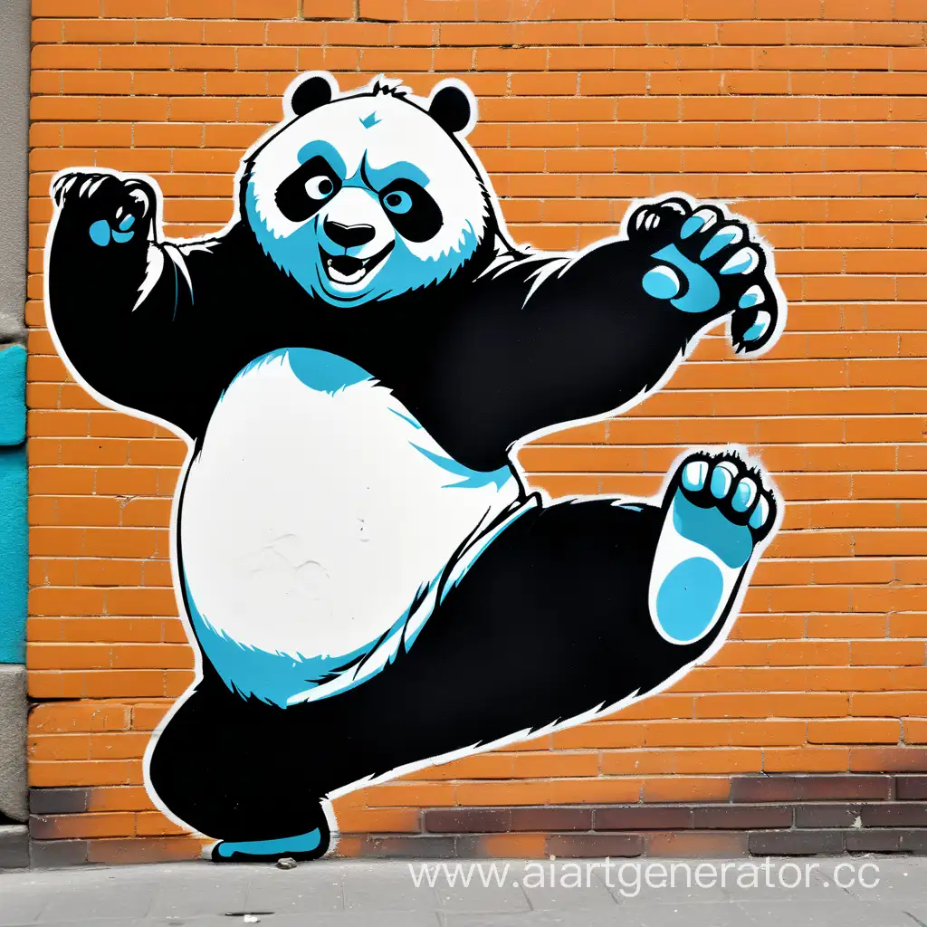 street art stencil 4 colors  Kung Fu Panda