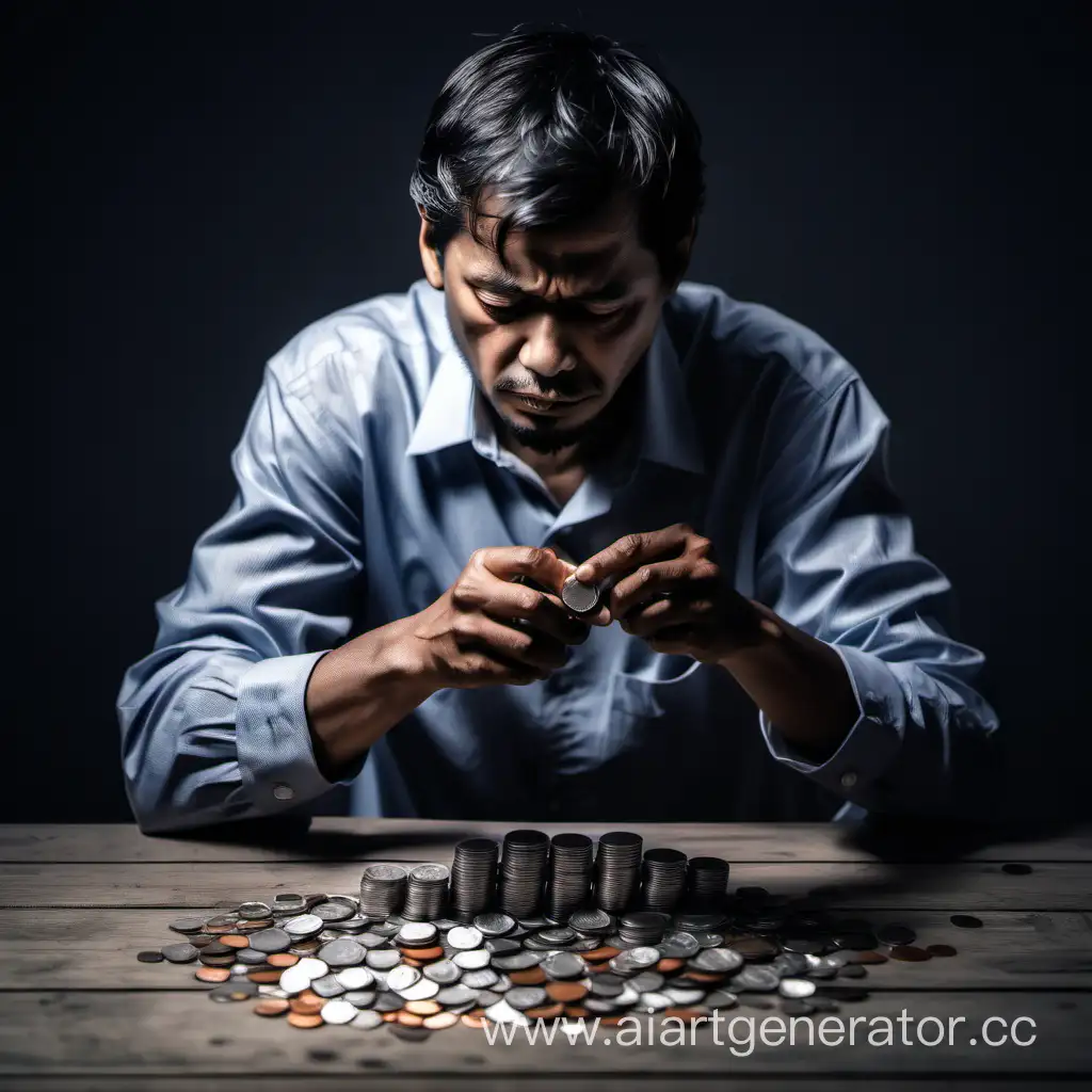 Solitary-Struggle-Poor-Man-Counting-Coins-Amidst-the-Wealthy