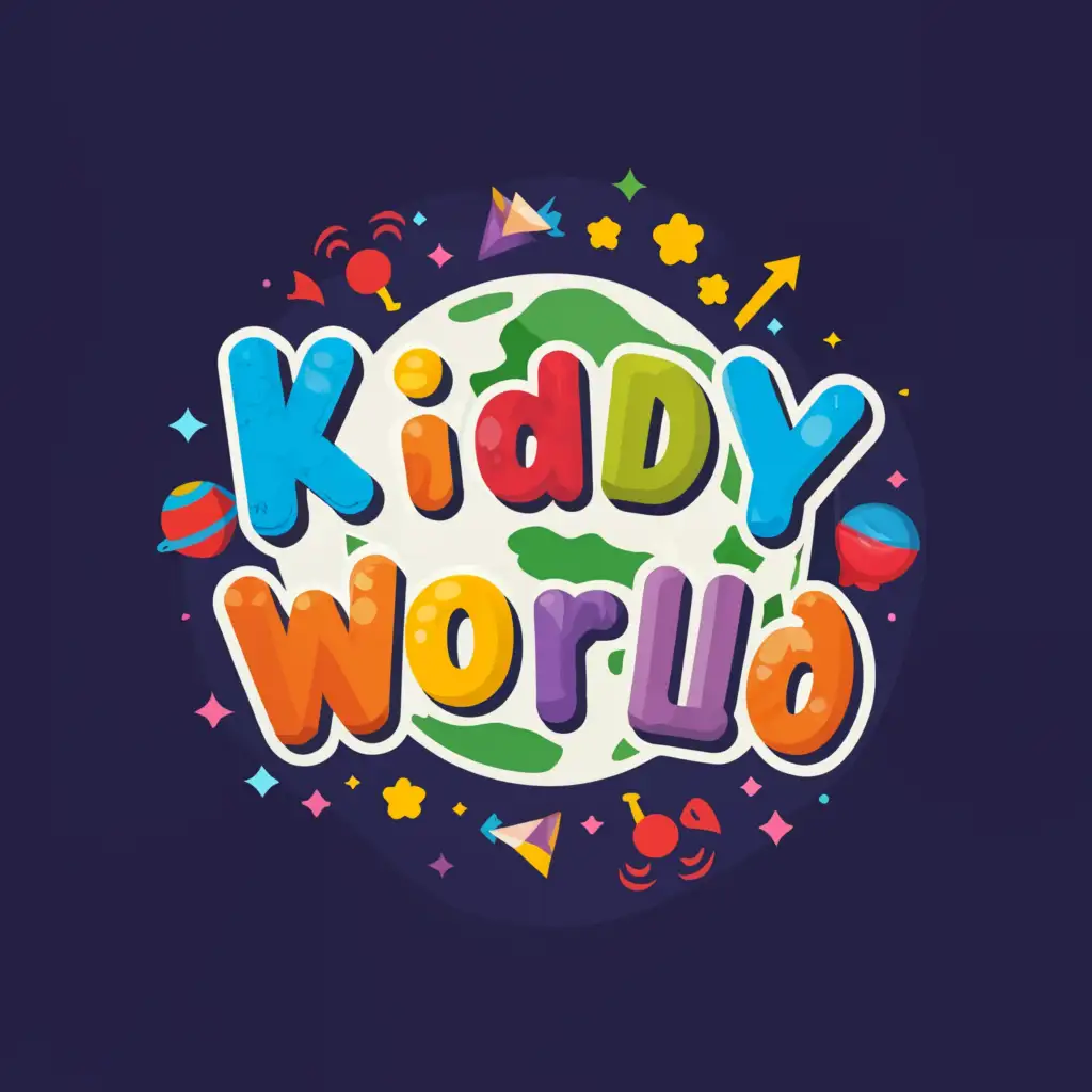 LOGO-Design-For-Kiddy-World-Playful-Text-with-Whimsical-Childlike-Symbol-on-Clean-Background