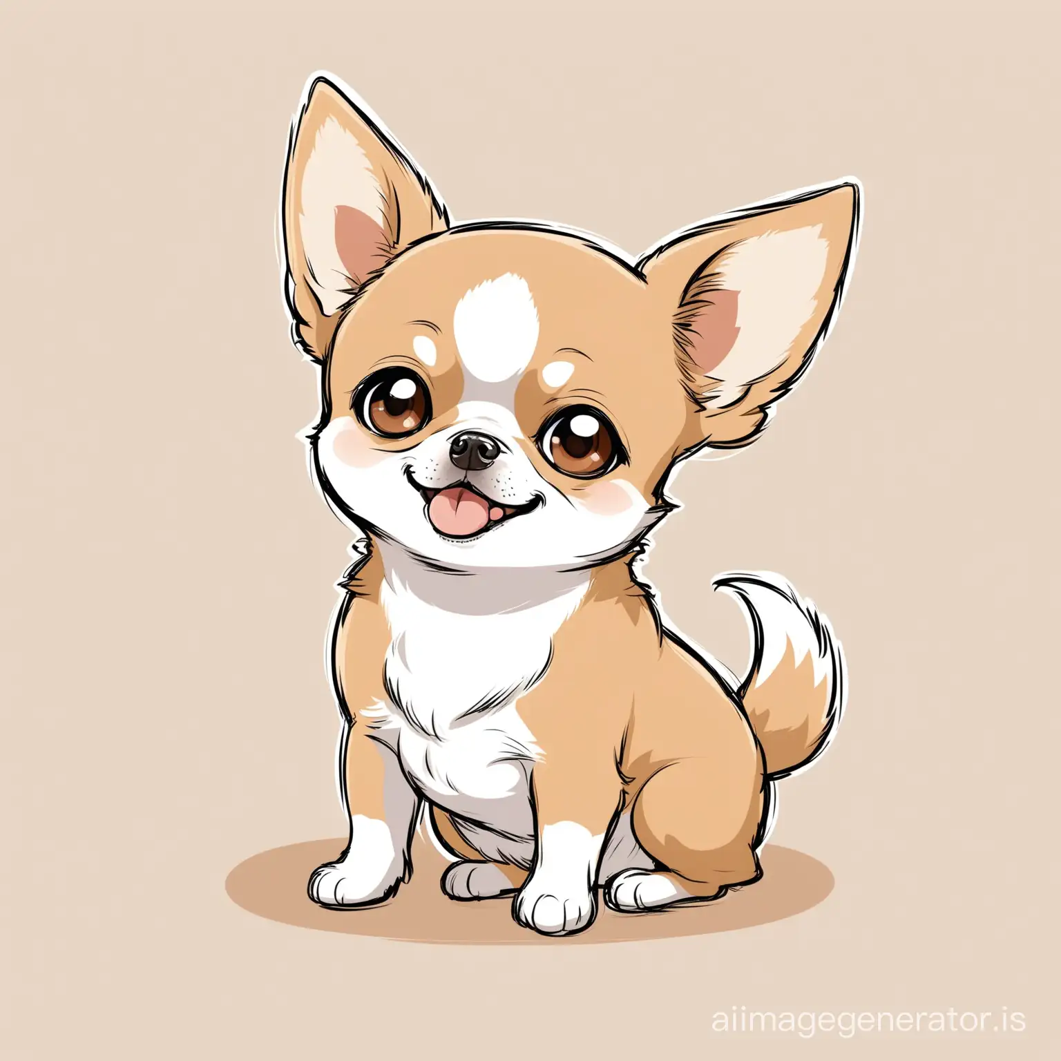 chubby friendly little chihuahua dog with yoga pose in cartoon style with no background