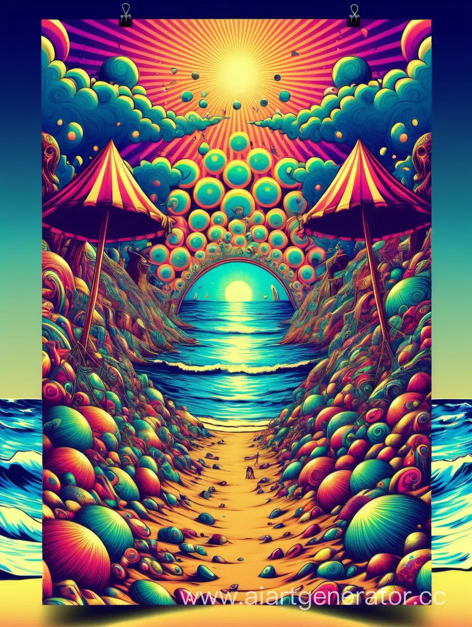flyer, background for psychedelic, flyer, party on the beach, sea views, psyche, digital, art