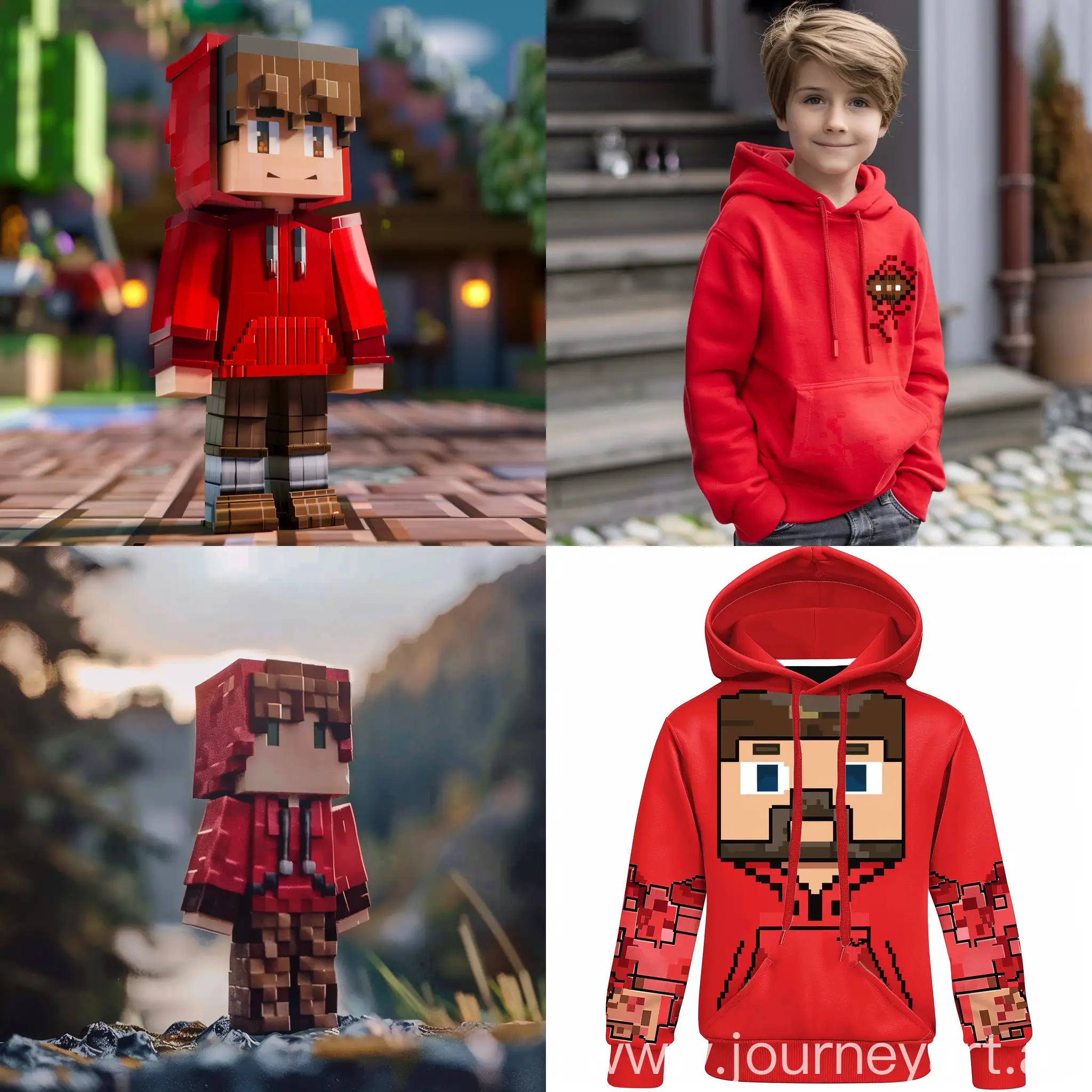 red hoodie boy minecraft style