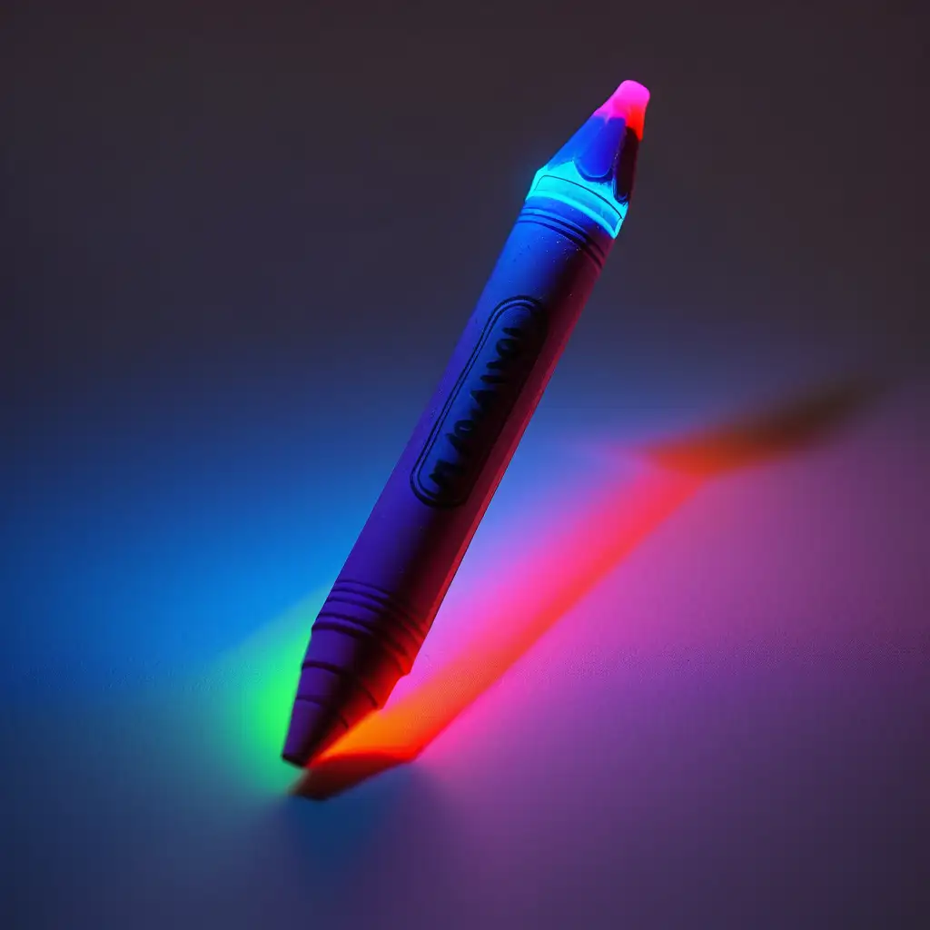 Vibrant Neon Light Crayon Illuminating Creative Imagination