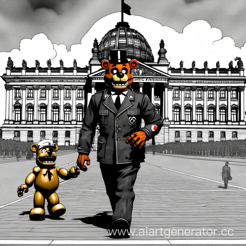 Freddy-Fazbear-Strolls-by-the-Reichstag-with-Historical-Figure