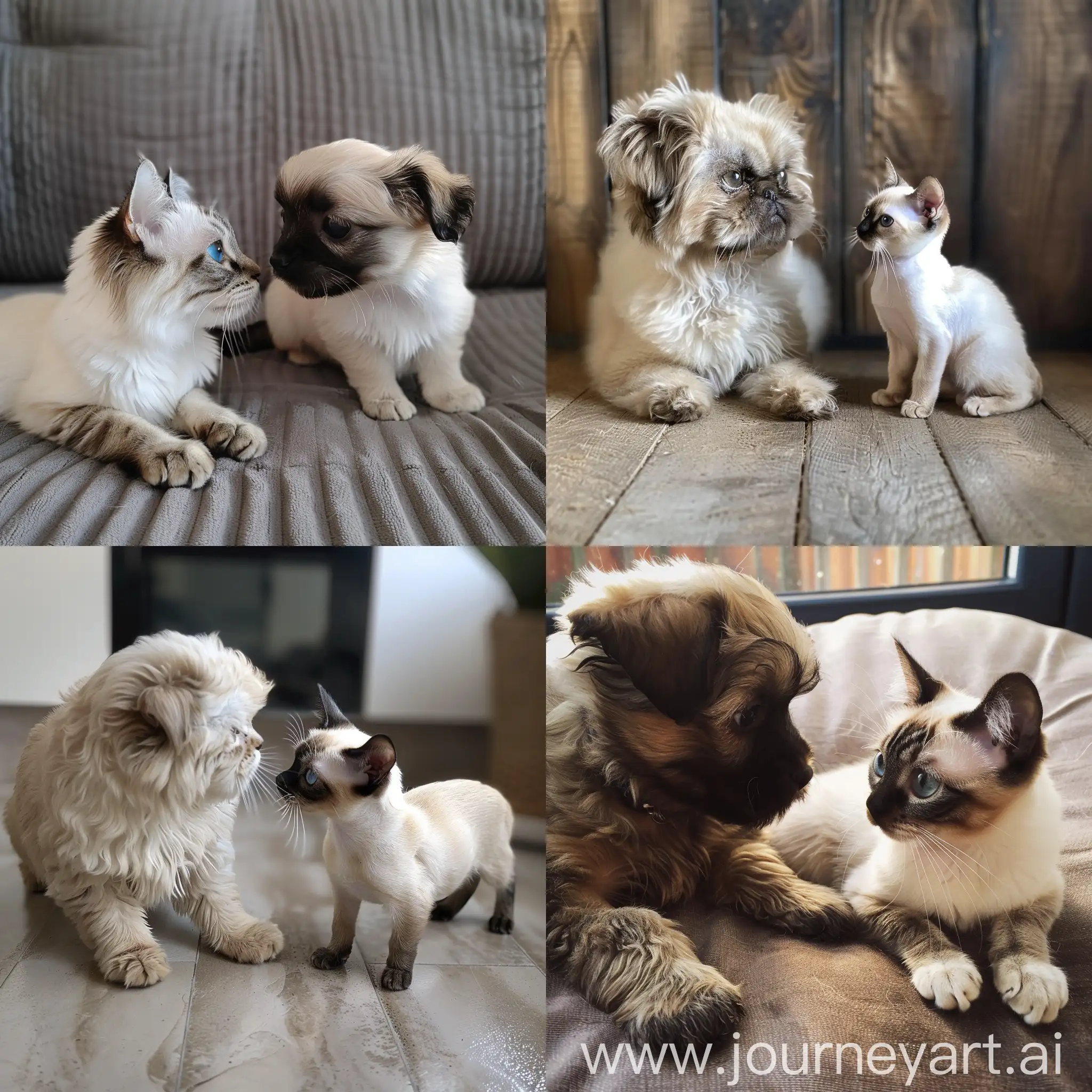 Adorable-First-Encounter-Yorkshire-Biewer-Puppy-Meets-10YearOld-Sacred-Birman-Cat
