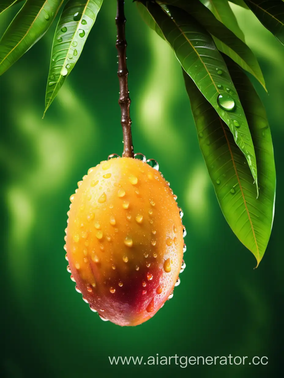 African Mango with green background WATER DROPS