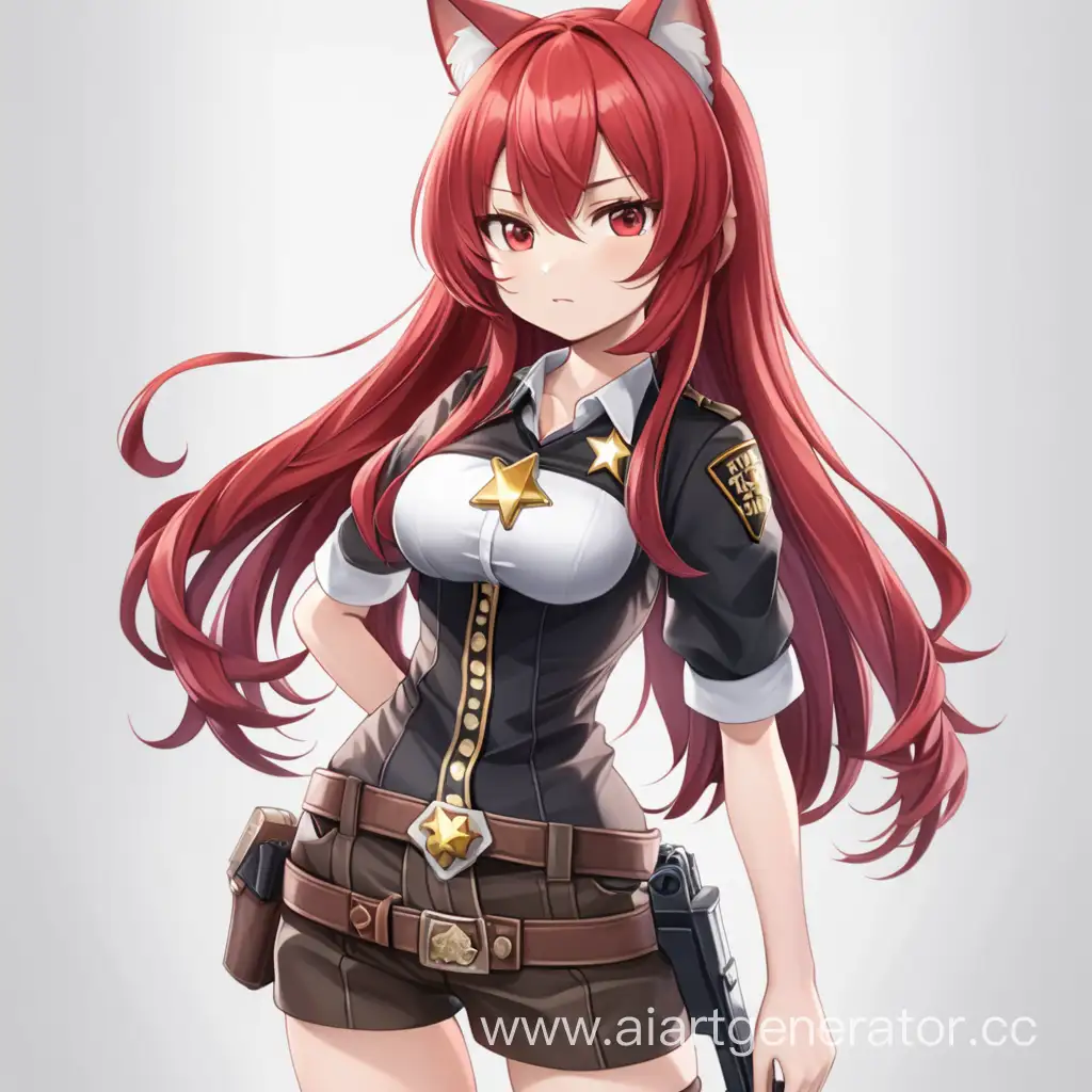 FullLength-RedHaired-Neko-Sheriff-Girl