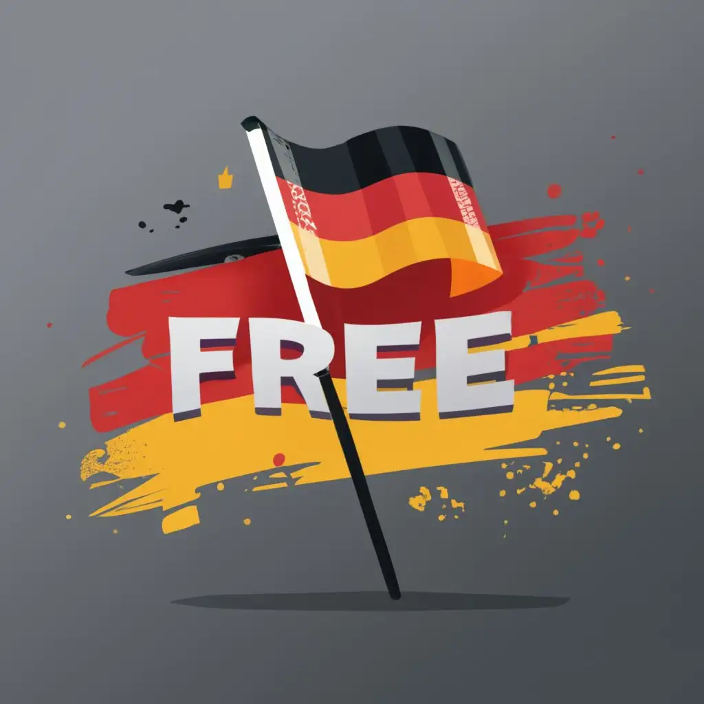 logo, German flag, with the text "Free", typography