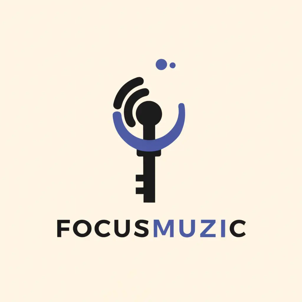 a logo design,with the text "FocusMuzic", main symbol:key in the Cross,Moderate,clear background