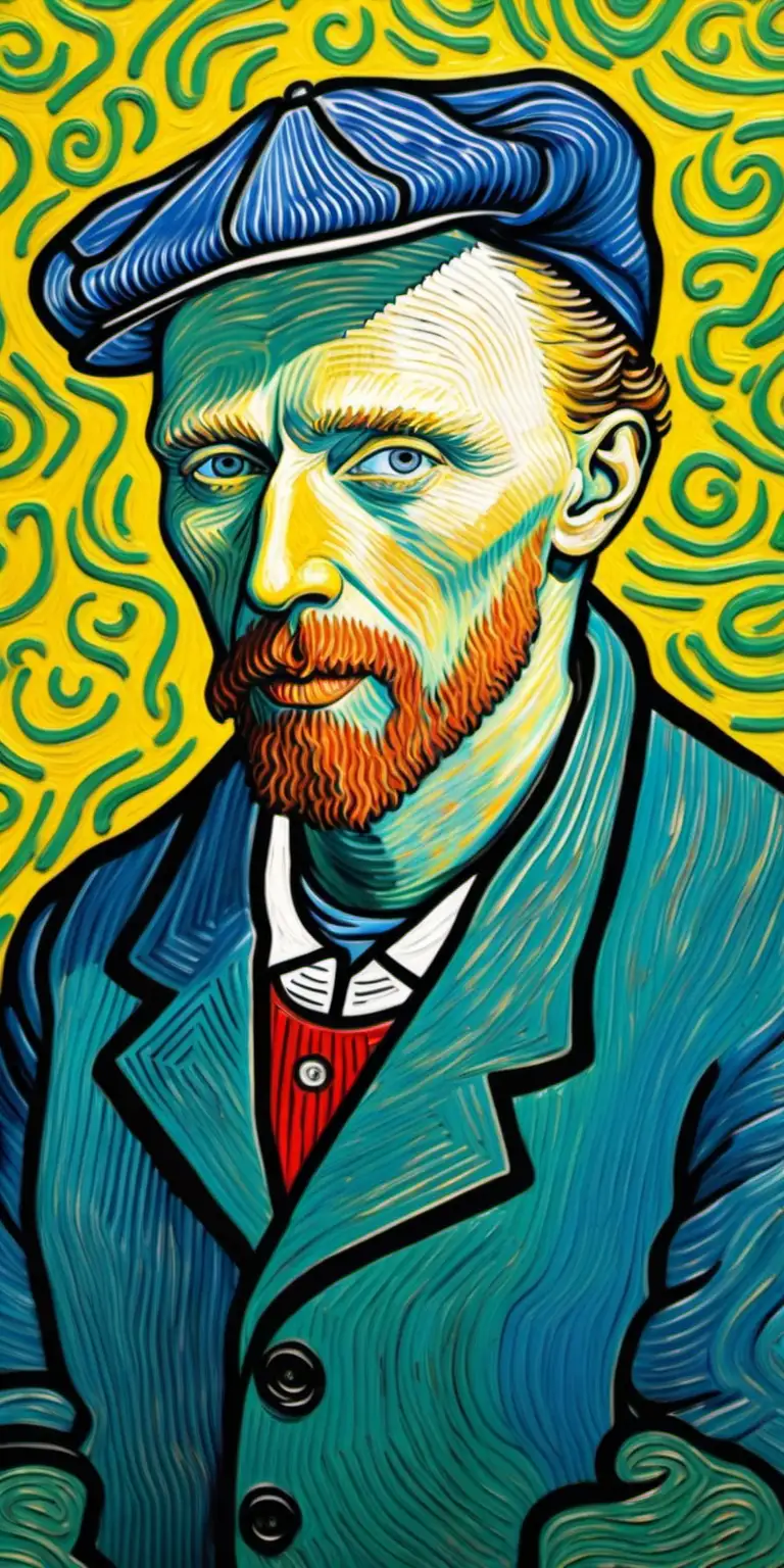 Van Gogh and keath Haring art painting