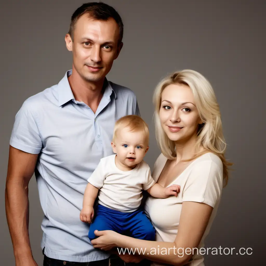 Happy-European-Family-Portrait-with-Young-Blonde-Parents-and-Son