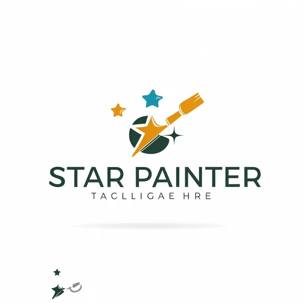 a logo design,with the text "Star Painter", main symbol:brush and star,Moderate,clear background
