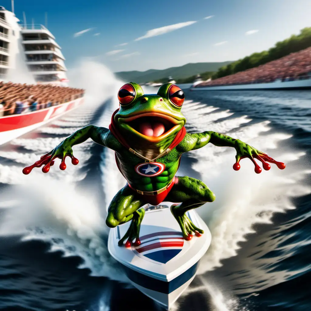 Powerful Frog Champion Leads HighSpeed Boat Race