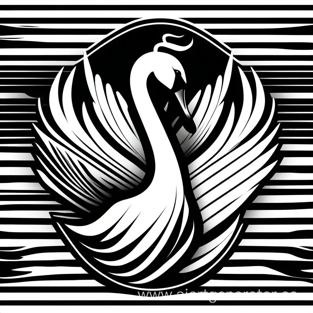 Iconic elegant Swan sign, graphics Black & White 