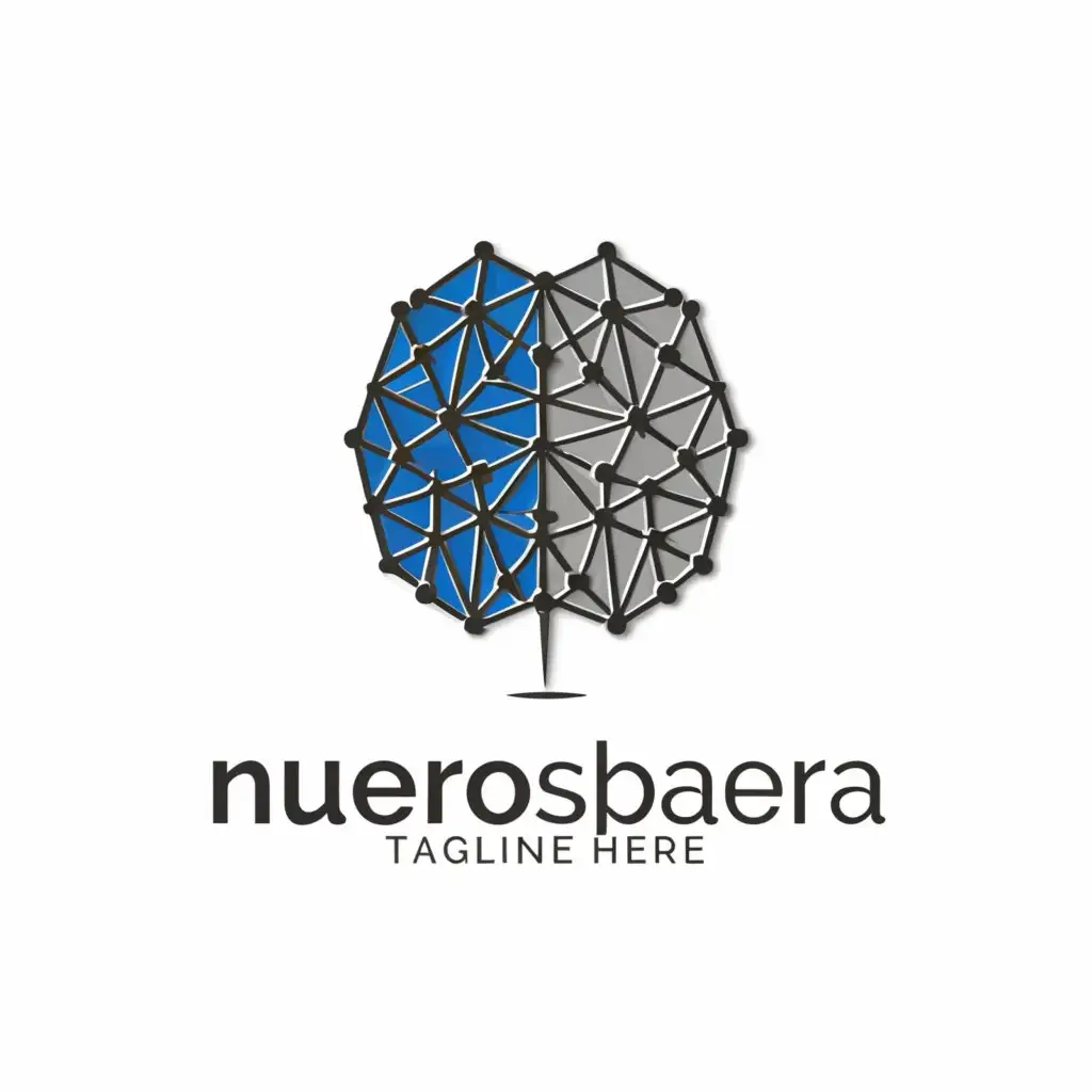 a logo design,with the text "nuerosphaera", main symbol:brain

blue

grey

black,complex,be used in Education industry,clear background