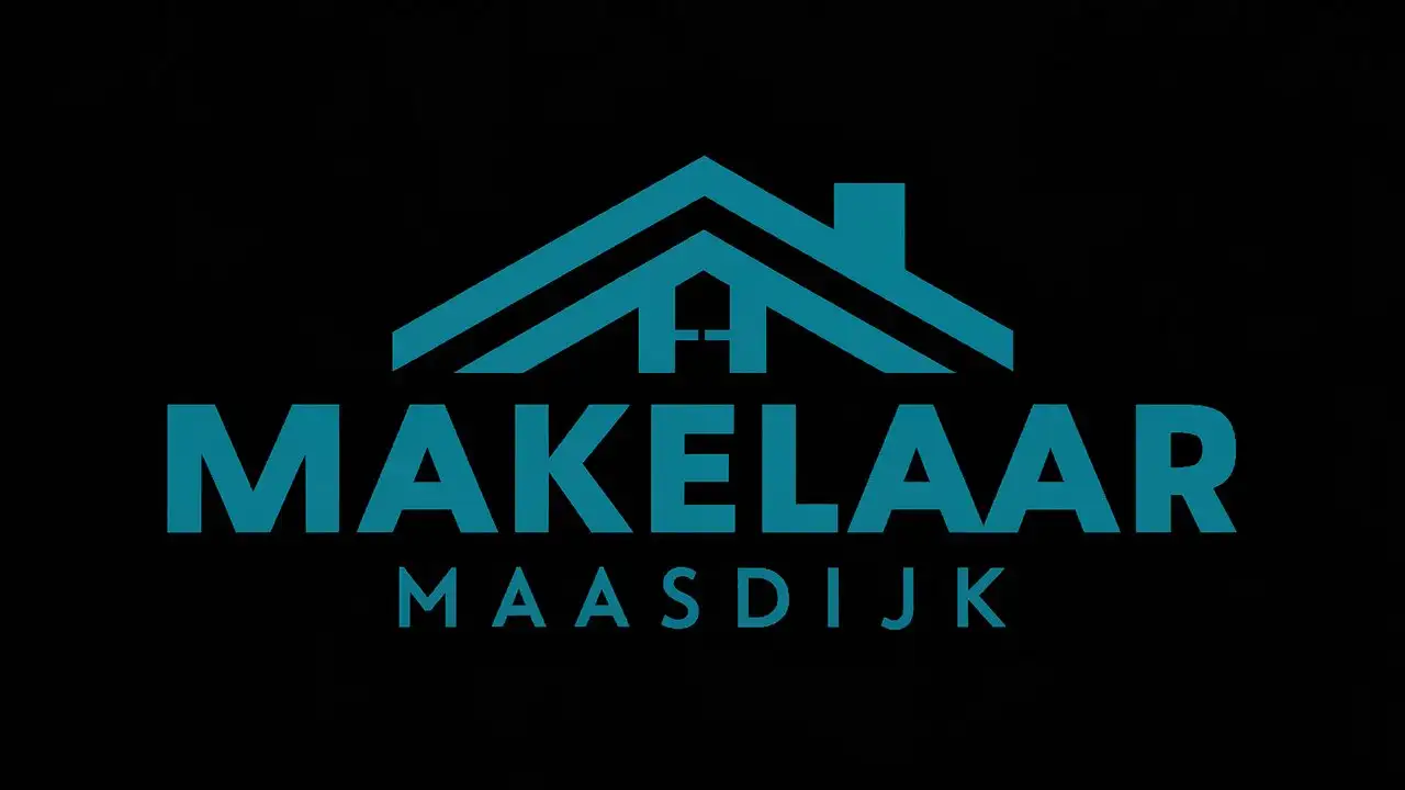 Maak een zakelijk logo voor een makelaar. De makelaar heet: Makelaar Maasdijk. De achtergrond van het logo is wit. De kleur is oranje.