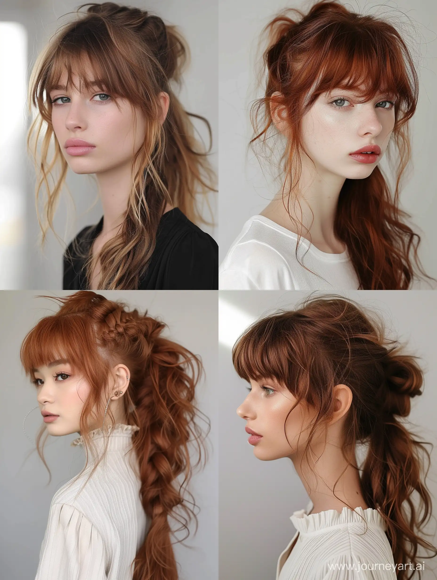 spring ponytail hairstyles with bangs 2024