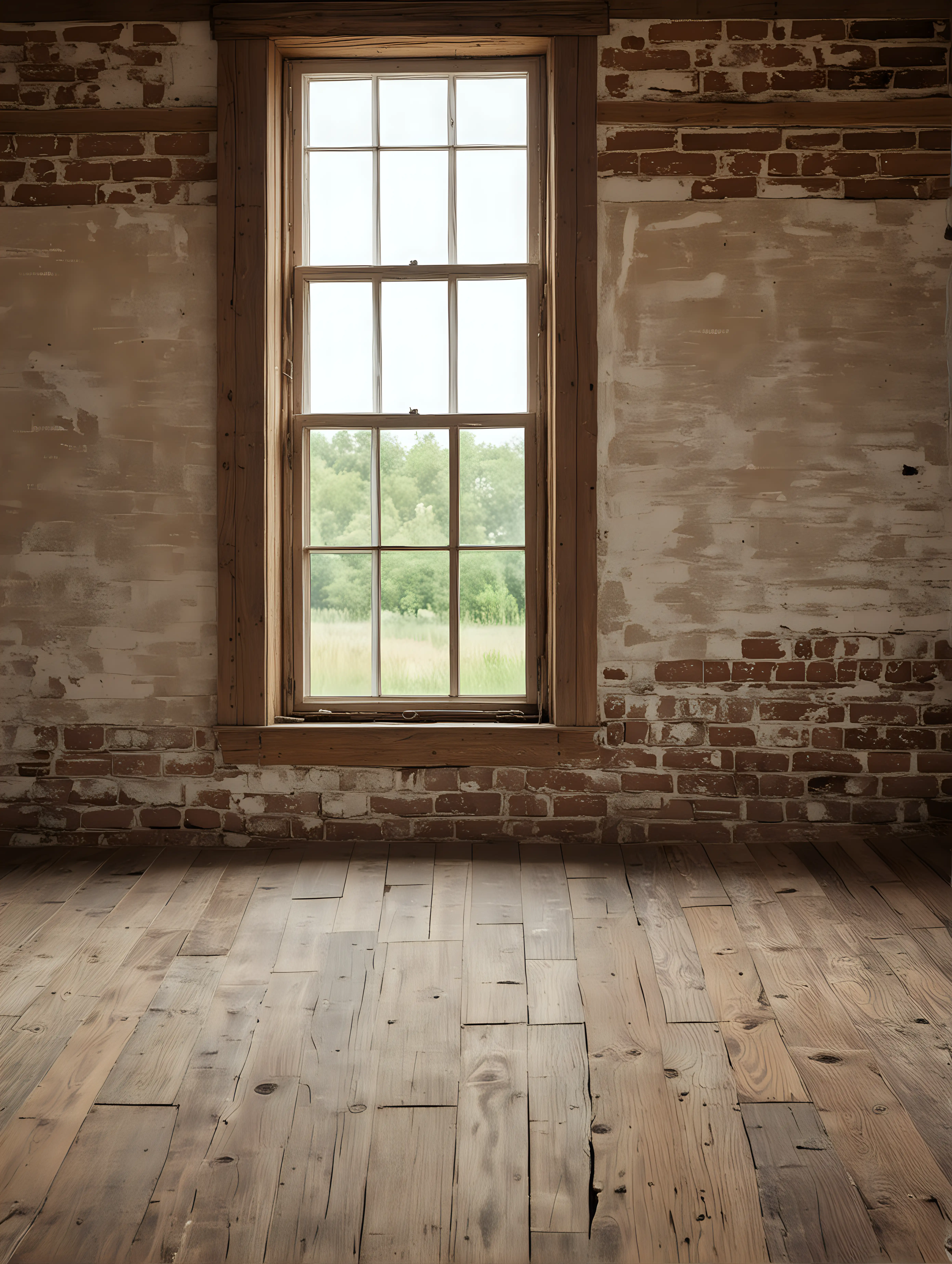 Rustic Wooden Floor in Old Farmhouse with Window