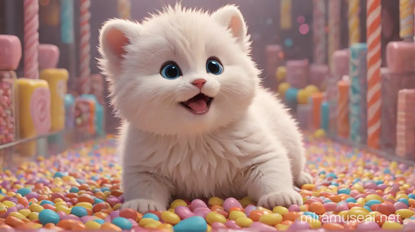 Cute baby animals playing in candy heaven
