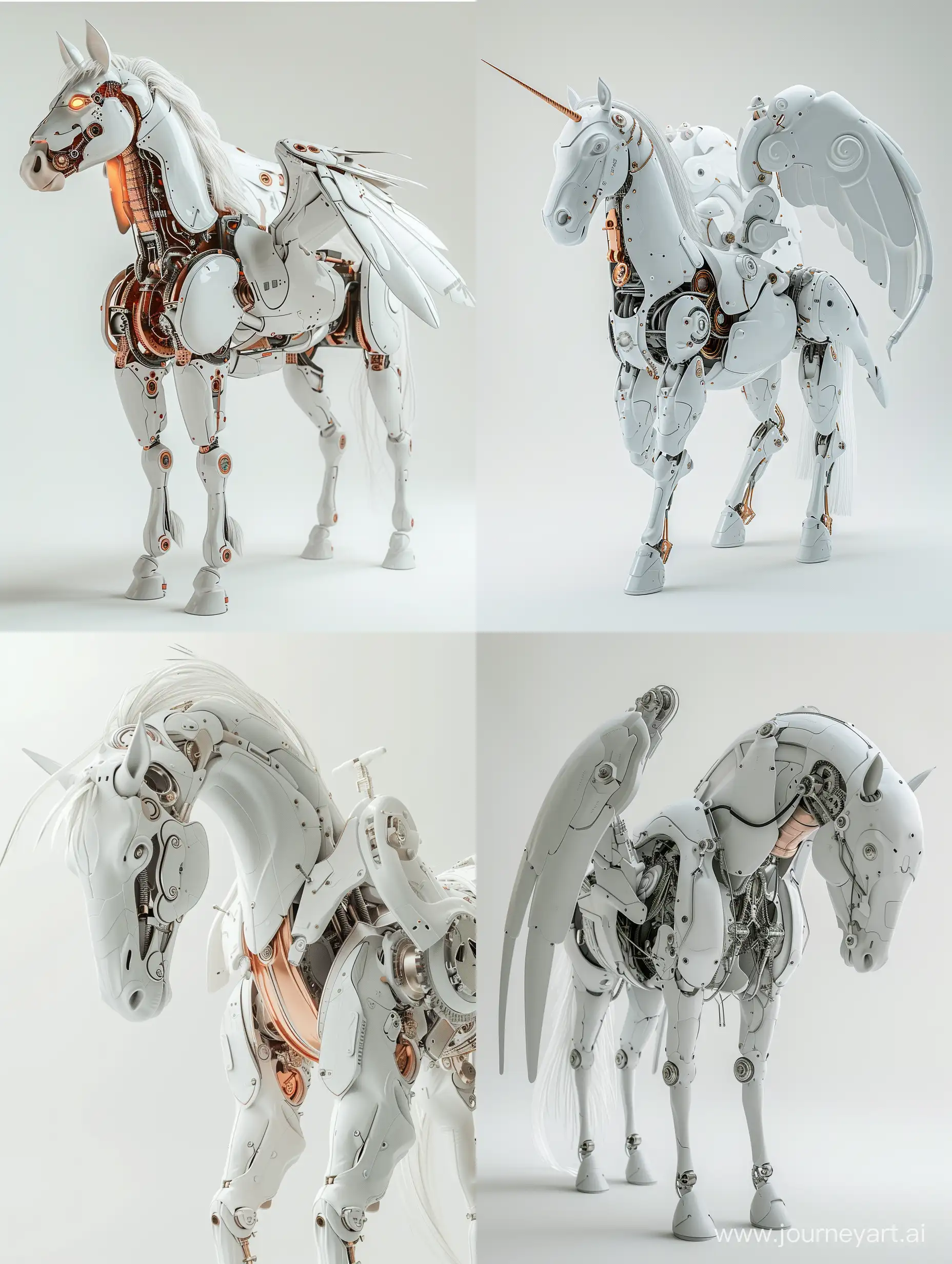 Hyperrealistic-White-Pegasus-Cyborg-in-Steampunk-Victorian-Style-on-Clean-Background