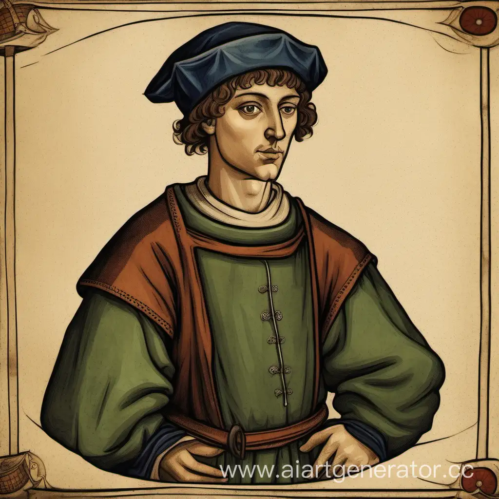 Portrait-of-a-Young-Medieval-Merchant-in-Traditional-Clothing