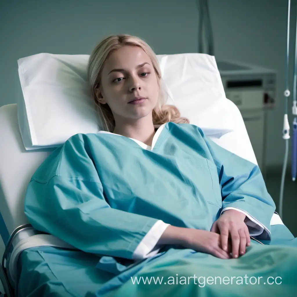 Young-Woman-Lying-on-Operating-Table-in-Patient-Gown