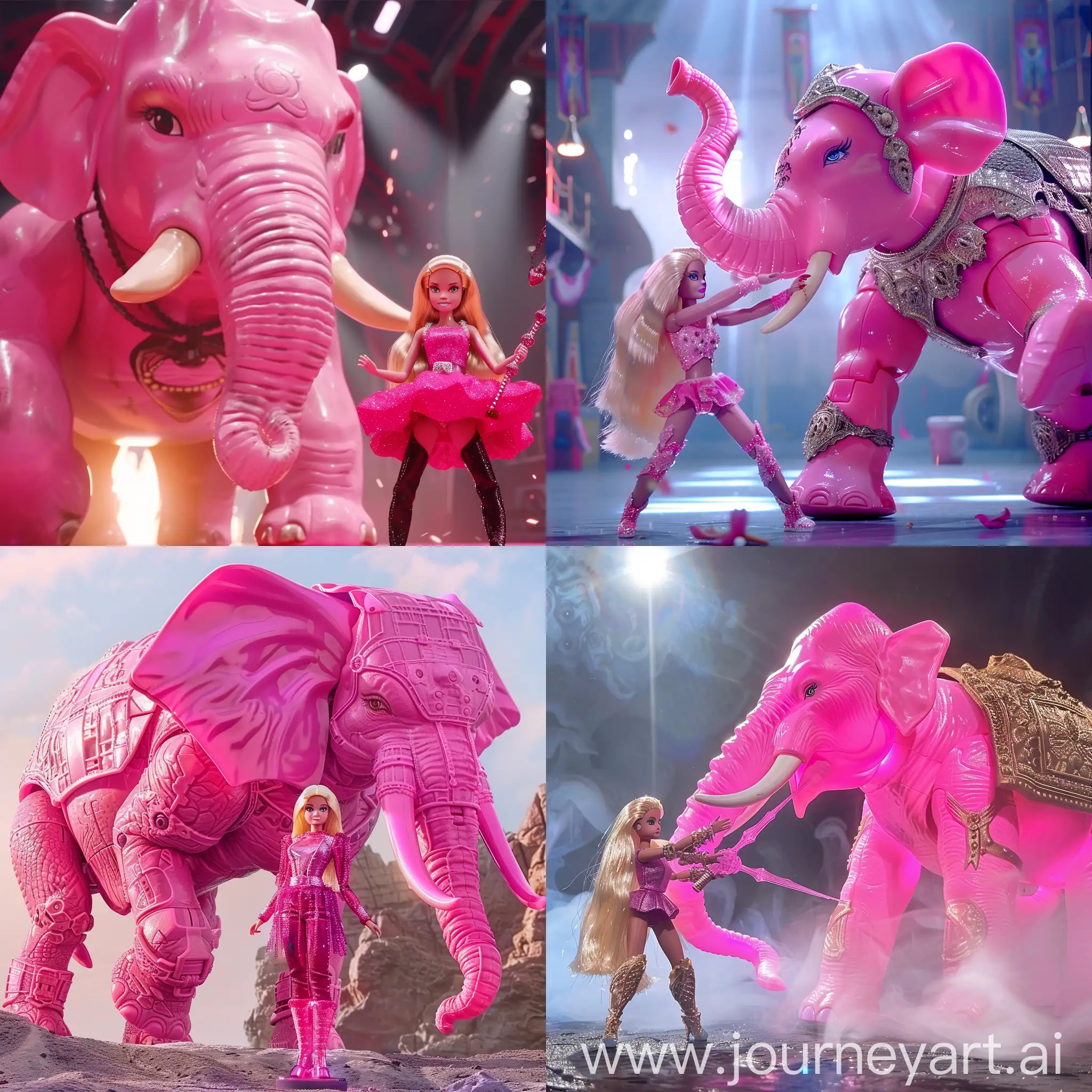 pink elephant from movie Barbie in elden ring final boss fight