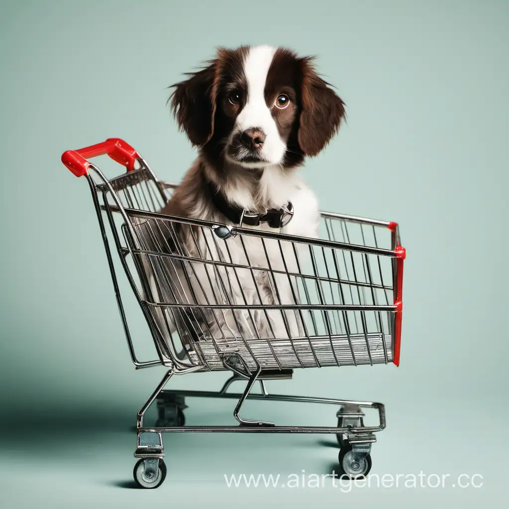 Adorable-Dog-Enjoying-a-Ride-in-a-Shopping-Cart