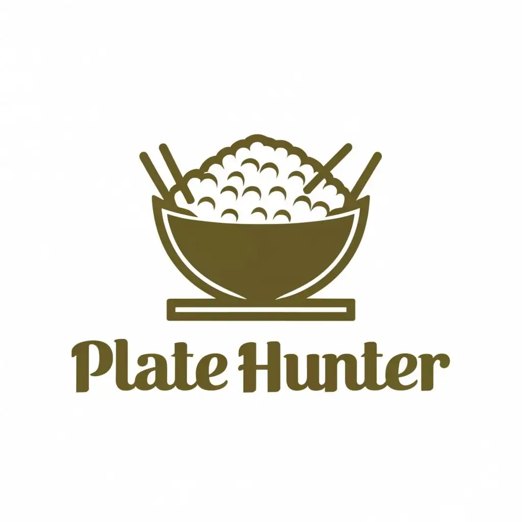 LOGO-Design-for-Plate-Hunter-Modern-Rice-Bowl-Concept-with-Dynamic-Typography