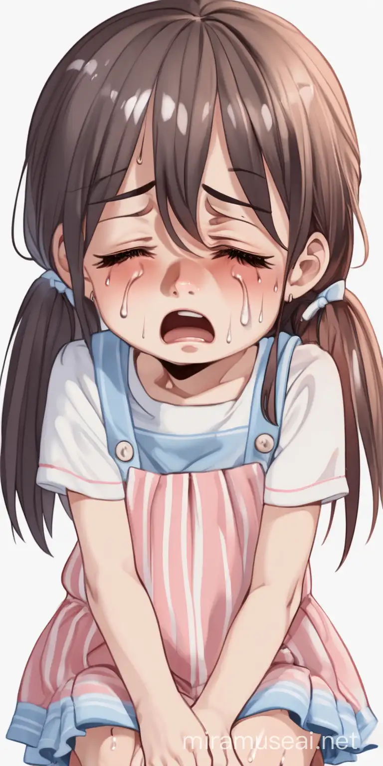 A cute little crying girl