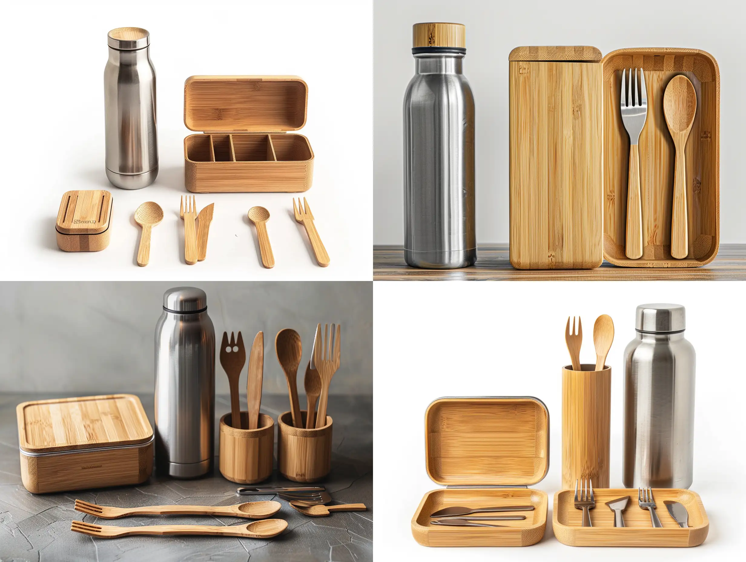 EcoFriendly-Bamboo-Lunch-Kit-with-Stainless-Steel-Bottle