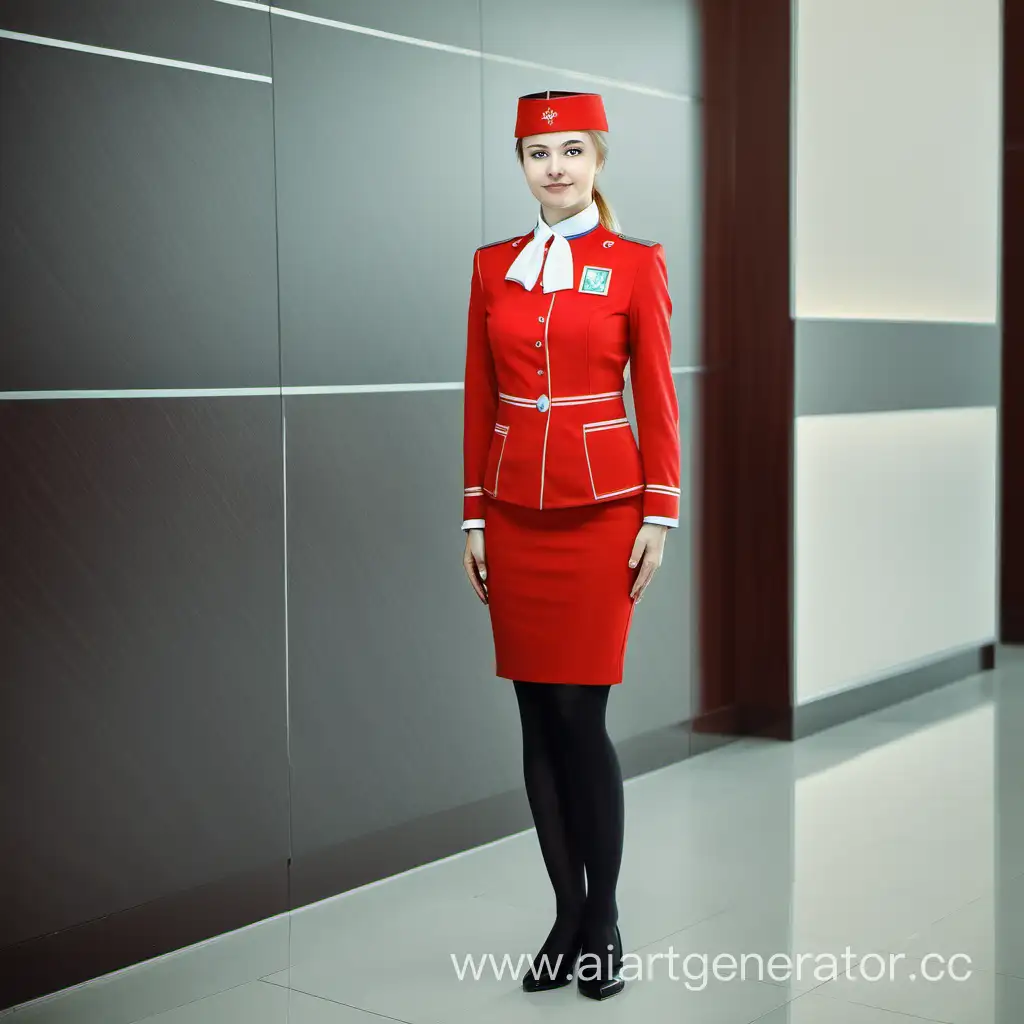 Russian-Girl-Employee-Standing-in-Moscow-Credit-Bank-Uniform